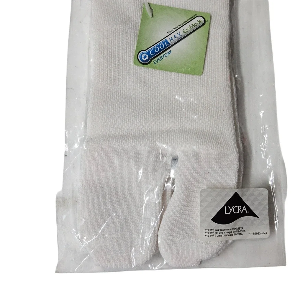 B2R Split Toe‎ Performance Running Socks Coolmax Ecomade White Size M 8-10